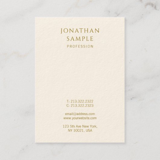 Carte De Visite Texte or personnalisable Élégant Modèle vertical (Dos)