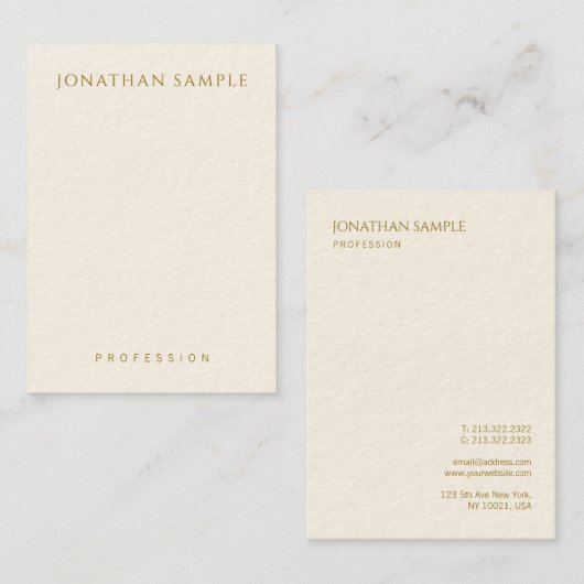 Carte De Visite Texte or personnalisable Élégant Modèle vertical (Devant / Derrière)