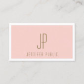 Carte De Visite Texte Or Personnalisé Blush rose moderne Monogramm (Devant)