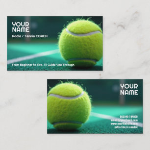 Carte De Visite 🎾Texte personnalisé, Court Cred Entraîneur de Pad