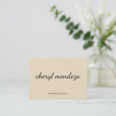 Carte De Visite Texte pointu beige cursif (Debout devant)