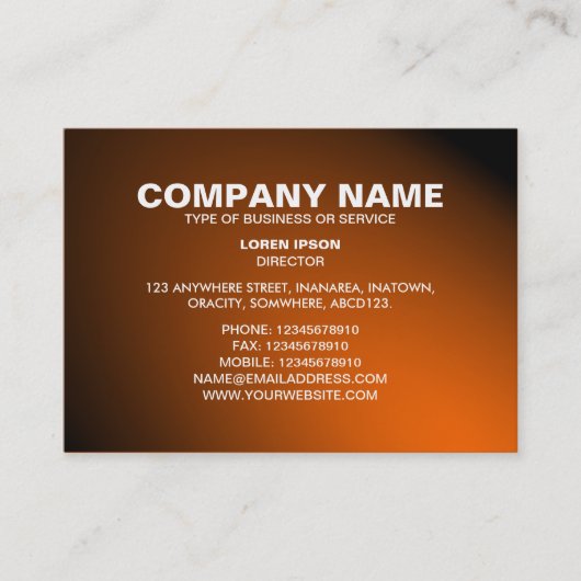 Carte De Visite Texte simple 06 - Spotlit - Orange (Devant)