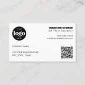 Carte De Visite Texte simple du logo et code QR rose (Dos)