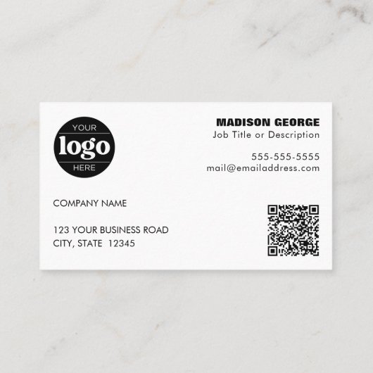 Carte De Visite Texte simple du logo et code QR rose (Dos)