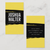 Carte De Visite Texte simple en gras noir jaune brossé (Devant / Derrière)