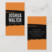 Carte De Visite Texte simple en gras noir orange brossé (Devant / Derrière)