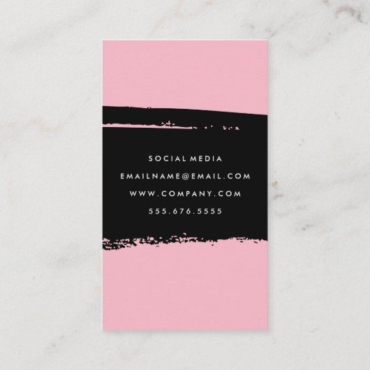 Carte De Visite Texte simple en gras rose noir brossé (Dos)