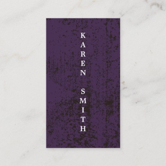 Carte De Visite Texte vertical Style moderne violet Grunge (Devant)
