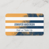 Carte De Visite Texture Abstrait Bleu Jaune | Rayures Blanches (Devant)