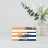 Carte De Visite Texture Abstrait Bleu Jaune | Rayures Blanches (Debout devant)