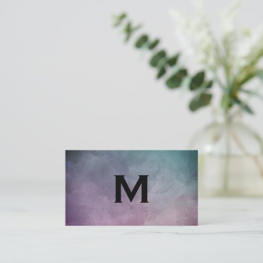 Carte De Visite Texture Aquarelle Monogramme (Debout devant)