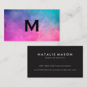 Carte De Visite Texture Aquarelle Monogramme (Devant / Derrière)