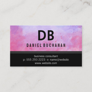 Carte De Visite Texture aquarelle   Monogramme
