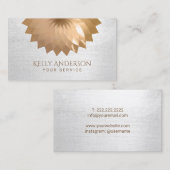 Carte De Visite Texture argentée élégante de Lotus de feuille d'or (Devant / Derrière)