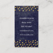 Carte De Visite texture bleu chic avec taches dorées monogramme (Dos)
