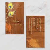 Carte De Visite Texture bois Monogramme Antique (Devant / Derrière)