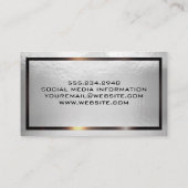 Carte De Visite Texture brillante à la feuille | Bordure métalliqu (Dos)