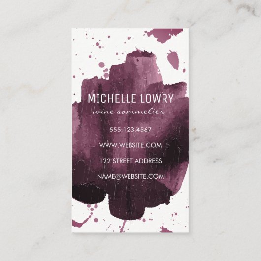 Carte De Visite Texture brossée expressive / Bouteille de vin et v (Dos)