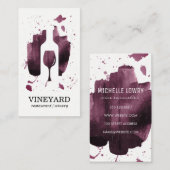 Carte De Visite Texture brossée expressive / Bouteille de vin et v (Devant / Derrière)