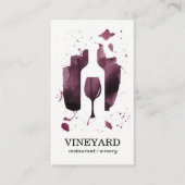 Carte De Visite Texture brossée expressive / Bouteille de vin et v (Devant)