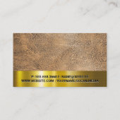 Carte De Visite Texture Brown | Gold Metallic Trim QR Code (Dos)