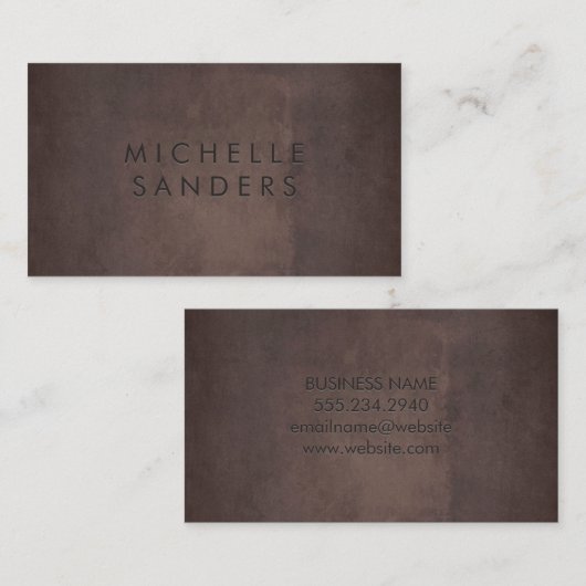 Carte De Visite Texture Brown lisse | Arrière - plan simple (Devant / Derrière)