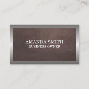 Carte De Visite Texture Brown   Métallique à cadre d'argent