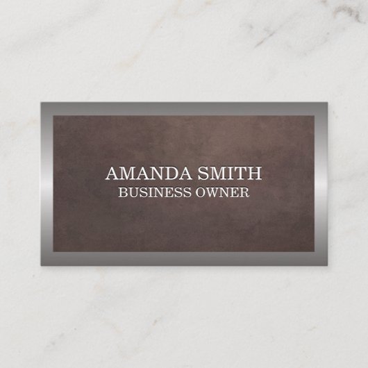 Carte De Visite Texture Brown | Métallique à cadre d'argent (Devant)