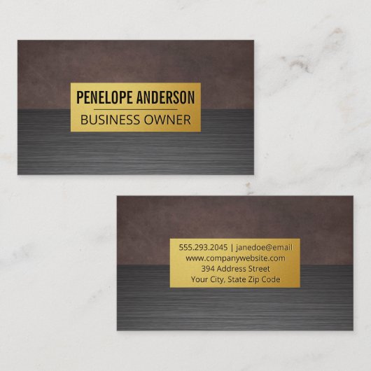 Carte De Visite Texture Brown | Texture métallique (Devant / Derrière)