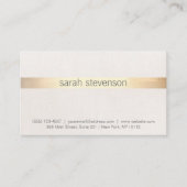 Carte De Visite Texture chic or et lin "Look" rayé moderne (Devant)