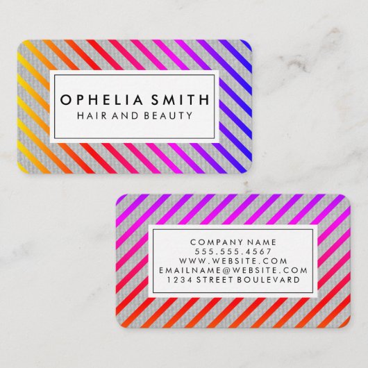 Carte De Visite Texture couleur chic rayures (Devant / Derrière)