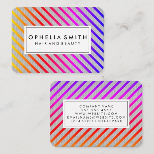 Carte De Visite Texture couleur chic rayures (Devant / Derrière)