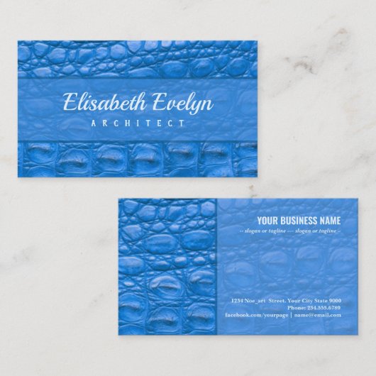 Carte De Visite Texture crocodile, couleur bleue (Devant / Derrière)