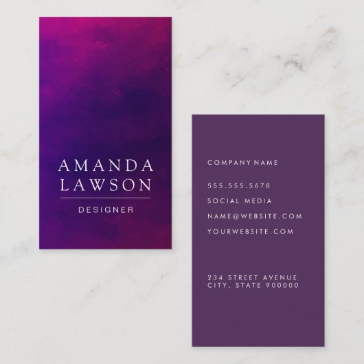 Carte De Visite Texture d'aquarelle pourpre (Devant / Derrière)
