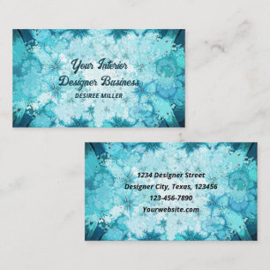 Carte De Visite Texture d'aquarelle verte Turquoise antique