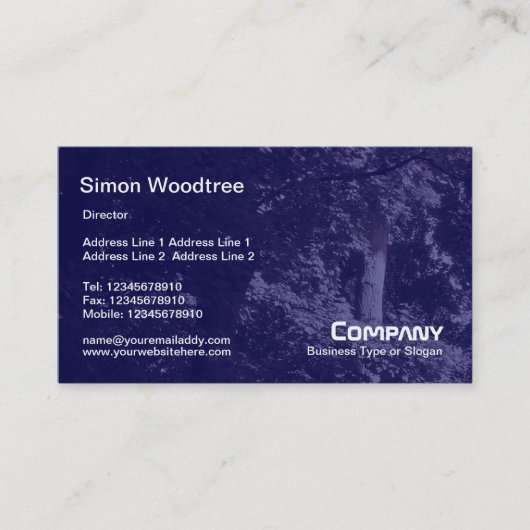 Carte De Visite Texture d'arbres - Bleu foncé (Devant)