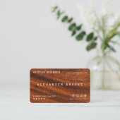 Carte De Visite Texture de bois avec code QR | Charpentier (Debout devant)