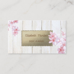 Carte De Visite Texture de bois élégant professionnel, Fleurs