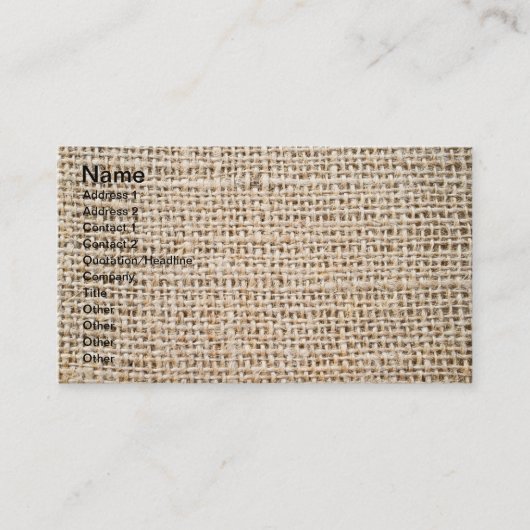 Carte De Visite Texture de Burlap (Devant)