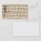 Carte De Visite Texture de Burlap (Devant / Derrière)