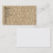 Carte De Visite Texture de Burlap (Devant / Derrière)