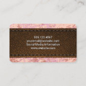Carte De Visite Texture de cuir cousu | Texture élégante rose (Dos)