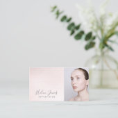 Carte De Visite texture de cuir esthéticienne faux rose (Debout devant)