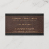 Carte De Visite Texture de cuir marron et noir cousu (Dos)