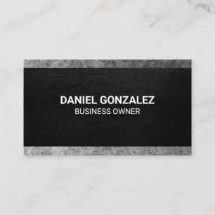 Carte De Visite Texture de cuir noir Garniture grunge grise