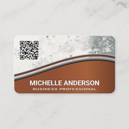 Carte De Visite Texture de fond | Marron | QR (Devant)