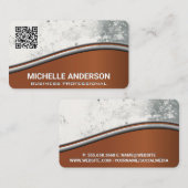 Carte De Visite Texture de fond | Marron | QR (Devant / Derrière)