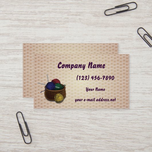 Carte De Visite Texture de Kitting de panier de fil (Devant/Arrière en situation)