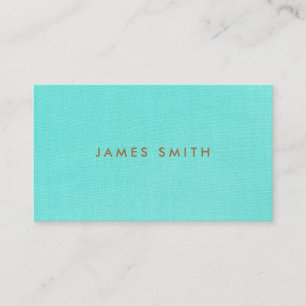Carte De Visite Texture de lin bleu aqua Minimalisme élégant