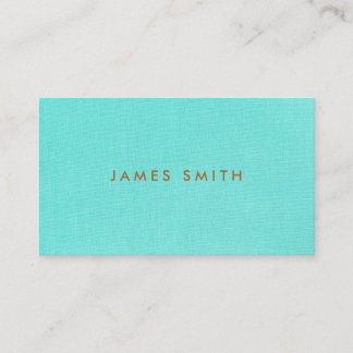 Carte De Visite Texture de lin bleu aqua | Minimalisme élégant